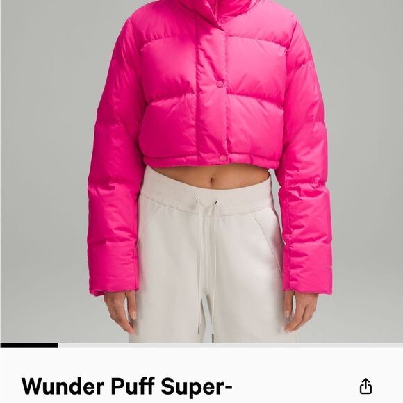 LULULEMON WUNDER Puff SUPER CROPPED JACKET SONIC PINK size 4 6 perfect NWT PERF - Picture 5 of 7